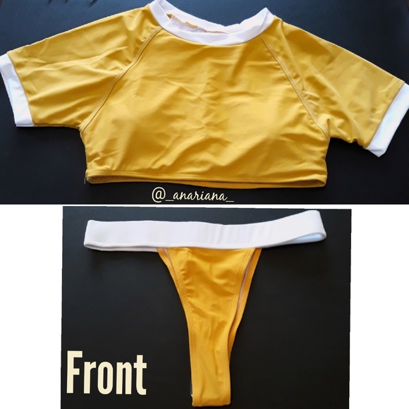 Mustard highwaisted swimsuit - Picture 3 of 4